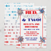 Invitation Red, White, & Two, 2nd Birthday (Devant / Derrière)