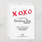 Invitation Red White XOXO Virtual Valentine's Day Party (Devant)