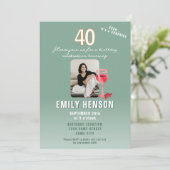 Invitation Red Wine Glass 40th Birthday Party Photo (Debout devant)