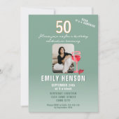 Invitation Red Wine Glass 50th Birthday Party Photo (Devant)