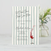 Invitation Red Wine Glass Green Stripes Bridal Shower (Debout devant)
