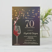 Invitation Red Wine String Lights 70th Birthday Party (Debout devant)
