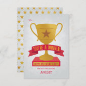 Invitation Red Winner's Trophy Classroom Valentine Card (Devant / Derrière)