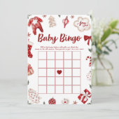 Invitation Red Winter Baby Bingo Baby shower Jeu de Noël (Debout devant)