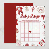 Invitation Red Winter Baby Bingo Baby shower Jeu de Noël (Devant / Derrière)