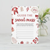Invitation Red Winter Christmas Guess the Sweet Mess Game (Debout devant)