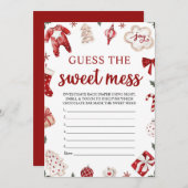 Invitation Red Winter Christmas Guess the Sweet Mess Game (Devant / Derrière)