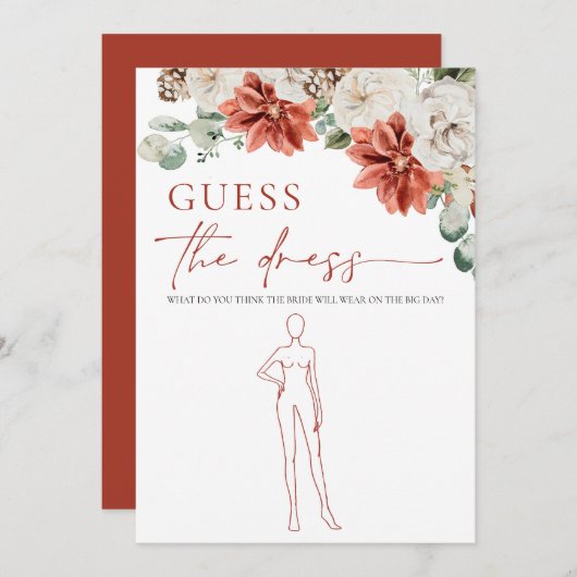 Invitation Red Winter Devinez La robe Fête des mariées Jeu (Devant / Derrière)