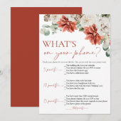Invitation Red Winter What's On Your Phone Fête des mariées G (Devant / Derrière)