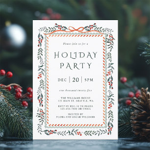 Invitation Red Winterberry Frame de vacances