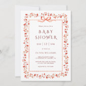Invitation Red Winterberry Frame Girl Baby shower (Devant)