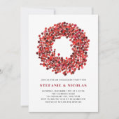 Invitation Red Winterberry Wreath Christmas Party (Devant)