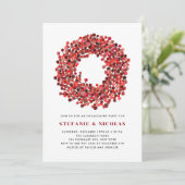 Invitation Red Winterberry Wreath Christmas Party (Debout devant)