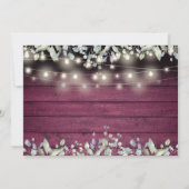 Invitation Red Wood String Lights Jars Verdure Mariage photo (Dos)