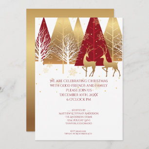 Invitation Red Woodland Deer