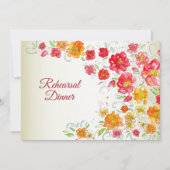 Invitation Red Yellow Pink Floral Wedding Rehearsal Dinner (Devant)
