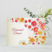 Invitation Red Yellow Pink Floral Wedding Rehearsal Dinner (Debout devant)