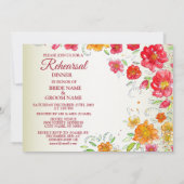 Invitation Red Yellow Pink Floral Wedding Rehearsal Dinner (Dos)