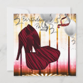 Invitation Red Zebra High Heel Chaussures Anniversaire (Devant)
