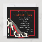 Invitation Red Zebra High Heel Chaussures Bachelorette Party (Dos)