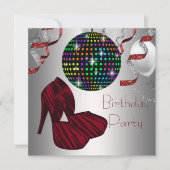 Invitation Red Zebra High Heel Chaussures Disco Anniversaire (Devant)