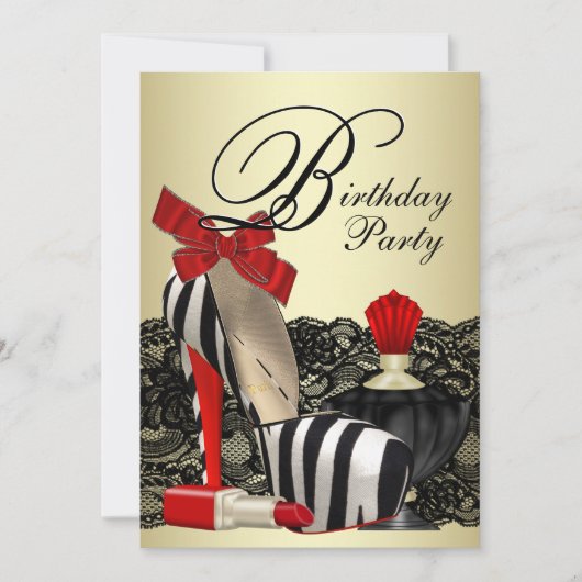 Invitation Red Zebra High Heel Chaussures Red Zebra Party (Devant)