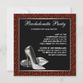 Invitation Red Zebra High Heels Bachelorette (Devant)