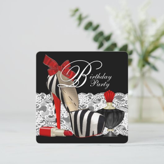 Invitation Red Zebra High Talon Chaussures Noir Red Zebra Par (Debout devant)
