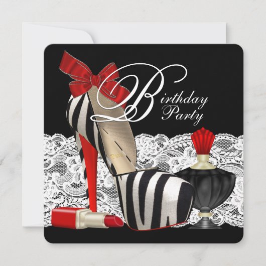 Invitation Red Zebra High Talon Chaussures Noir Red Zebra Par (Devant)
