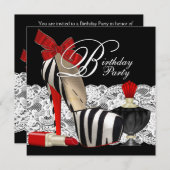 Invitation Red Zebra High Talon Chaussures Noir Red Zebra Par (Devant / Derrière)