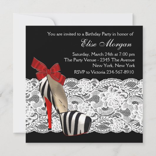 Invitation Red Zebra High Talon Chaussures Noir Red Zebra Par (Dos)