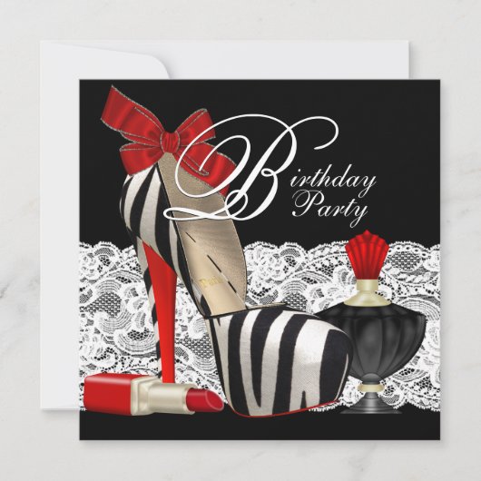 Invitation Red Zebra High Talon Chaussures Noir Red Zebra Par (Devant)
