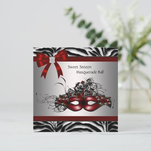 Invitation Red Zebra Masquerade Party (Debout devant)