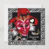 Invitation Red Zebra Masquerade Rouge (Devant)