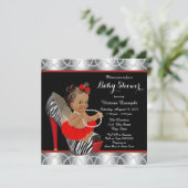 Invitation Red Zebra Pearl Chaussure haute talon Baby shower  (Debout devant)