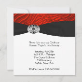 Invitation Red Zebra Photo Sweet 16 Anniversaire (Dos)