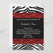 Invitation Red Zebra Sparkle Girls Graduation Party (Dos)