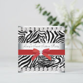 Invitation Red Zebra Sweet 16 Anniversaire (Debout devant)