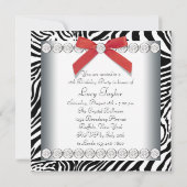 Invitation Red Zebra Sweet 16 Anniversaire (Dos)