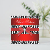 Invitation Red Zebra Sweet 16 Anniversaire (Debout devant)