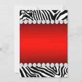 Invitation Red Zebra Sweet sixteen fête d'anniversaire (Dos)