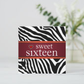 Invitation Red Zebra Sweet sixteen fête d'anniversaire (Debout devant)