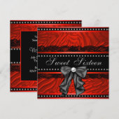 Invitation Red Zebra Sweet sixteen fête d'anniversaire (Devant / Derrière)