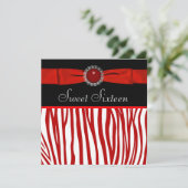 Invitation Red Zebra Sweet sixteen fête d'anniversaire (Debout devant)
