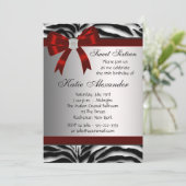 Invitation Red Zebra Sweet sixteen fête d'anniversaire (Debout devant)