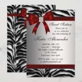 Invitation Red Zebra Sweet sixteen fête d'anniversaire (Devant / Derrière)