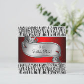 Invitation Red Zebra Womans 21e fête d'anniversaire (Debout devant)