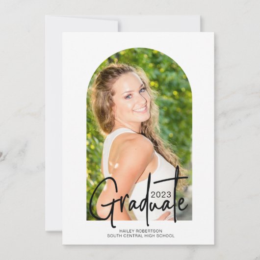 Invitation Rédigé à la main 2023 Photo Arch Graduation Party (Devant)