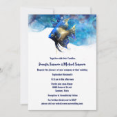 Invitation Reef île ange poisson 3D bleu or (Devant)