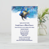Invitation Reef île ange poisson 3D bleu or (Debout devant)